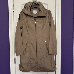 Cole Haan Hooded Rain Jacket Coat Champagne Iridescent Full Zip Women’s Size XS